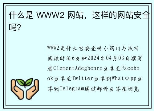 什么是 WWW2 网站，这样的网站安全吗？ 